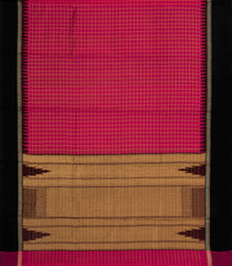 Red Woven Tussar Silk Saree With Chekcs & Black Border-TU3233