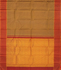 Beige Handloom Kanchipuram Silk Saree With Zari Checks