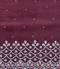 Maroon Woven Satin Silk Saree With Stone Work Embroidery -EN2116