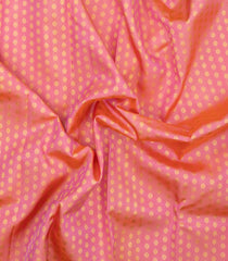 Peach Handloom Korvai Silk Pavadai & Purple Dhavani-PM2085