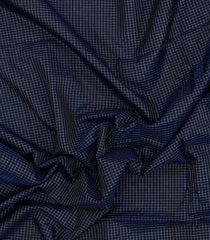 Midnight Blue Handloom Maheswari Silk Cotton Saree With Zari Checks-SC4179