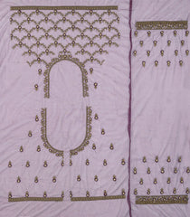 Dark Burgundy Woven Net Saree With Embroidered Mirror Work Motifs-EN1889