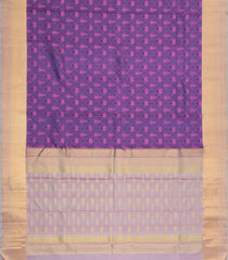 Purple Handloom Kanchipuram Silk Saree With Floral Motifs-KA15859