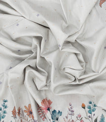 Off White Woven Synthetic Dola Silk Saree With Printed Floral Motif-BL4459