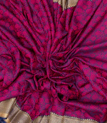 Magenta Woven Blended Satin Saree With Printed Floral Motifs-BL3807