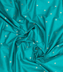 Turquoise Woven Art Dupion Saree With Floral Zari Buttas-BL5941