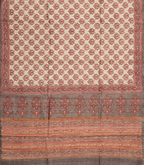 Taupe Woven Tussar Silk Saree With Printed Bird Motifs-TU3099