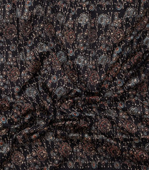 Black Printed Chanderi Cotton Saree With Zari Border-CC1649