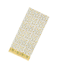 Yellow Printed Jaipur Cotton Saree With Floral Motifs-JC1677