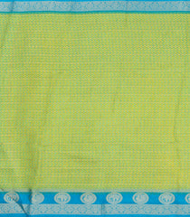 Lemon Yellow Printed Synthetics Dola with Zari Stripes & Contrast Border-BL5218