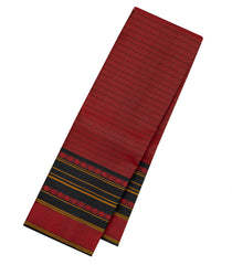 Crimson Handloom Kanchipuram Silk Saree With Silk Stripes-KA15145