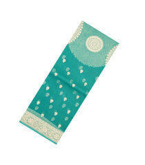 Aquamarine Woven Pure Banarasi Organza Silk Saree With Floral Buttas-KS1161