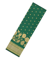 Green Handloom Paithani Silk Saree With Floral Zari Motifs & Meena Pallu-PA1130