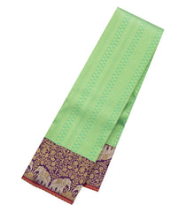 Aquamarine Handloom Korvai Kanchipuram Silk Saree With Contrast Border-KA15812