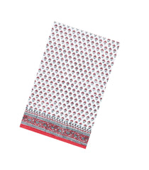 White Printed Jaipur Cotton Saree With Floral Motifs-JC1532