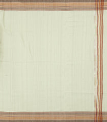 Taupe Handloom Bengal Cotton Saree With Multi Stripes-BG1945