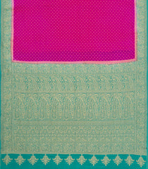 Hot Pink Handloom Banarasi Khaddi Georgette Silk Saree With Contrast Border-BE1812