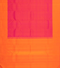 Red Handloom Kanchipuram Silk Saree With Dotted Checks-KA14440