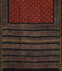Maroon Printed Chanderi Cotton Saree With Zari Border-CC1494