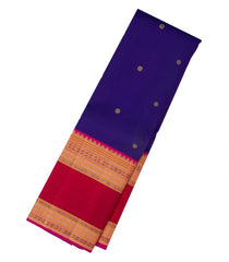 Purple Handloom Korvai Kanchipuram Silk Saree With Buttas & Contrast Border-KA13341