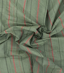 Shadow Green Handloom Kanchi Cotton Saree With Stripes-KC1575