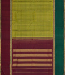 Light Green Handloom Kanchipuram Silk Saree With Ganga Jamuna Border-KA15234