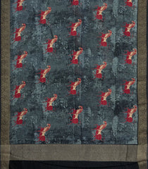 Black Printed Chanderi Cotton Saree With Zari Border-CC1679
