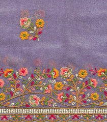 Lavender Synthetic Moss Chiffon Meena Embroidery With Stone-BL5457