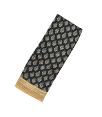 Black Woven Chanderi Cotton Saree With Printed Floral Motifs-CC1265