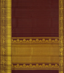Dark Brown Handloom Kanchipuram Silk Saree With Zari Motifs-KA16337