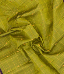 Green Handloom Gadwal Silk Cotton Saree With Zari Checks & Buttas -GA0288