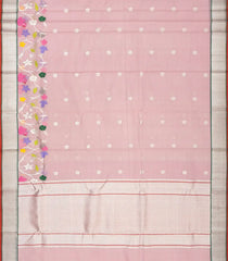 Bubblegum Pink Handloom Kota Silk Saree With Meena Floral Motifs-KO1024