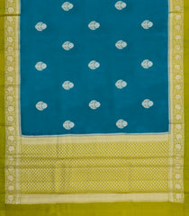 Cyan Woven Banarasi Poona Silk Saree With Buttas & Contrast Border-BP1041
