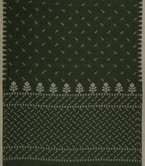 Dark Green Woven Bengal Cotton Saree With Chevron Motifs-BG1815