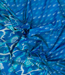 Cyan Handloom Pochampally Ikat Silk Saree With Tie & Dye Motifs -IK0433