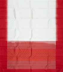 White Handloom Soft Silk Saree With Floral Motifs & Contrast Border-SO4017