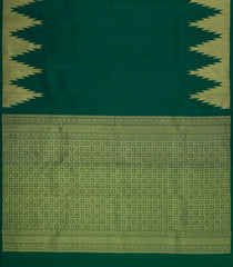 Dark Green Handloom Kanchipuram Silk Saree With Temple Border-KA15051-Dark Green