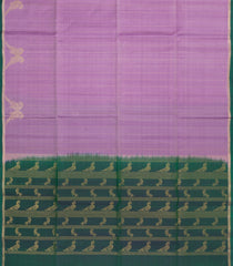 Lilac Handloom Soft Silk Saree With Stripes & Bird Motifs-SO4788