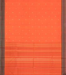Orange Handloom Kanchipuram Silk Saree With Square Buttas-KA15695