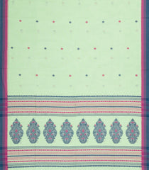 Mint Green Handloom Bengal Cotton Saree With Diamond Buttas-BG1791