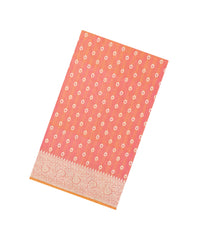 Peach Handloom Banarasi Tanchoi Silk Saree With Meena Floral Motifs-BE1829