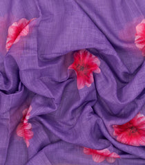 Lavender Printed Synthetic Linen Saree With Zari border-BL5152