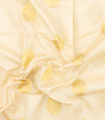 Off White Handloom Silk Cotton Saree With Buttas & Contrast Zari Border-SC4659