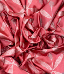 Peach Woven Synthetic Dupion Saree With Floral Jaal Motifs-BL4529
