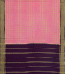 Peach Woven Mysore Silk Saree With Zari Checks & Contrast Border-MS3376