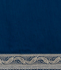 Indigo Woven Art Crepe Saree With Floral Embroidered Border-BL4977