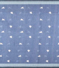 Navy Blue Printed Art Dupion Saree With Floral Motifs-BL6146