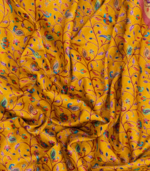 Mustard Printed Blended Viscose Saree With Position Printed Floral Motifs-BL5989