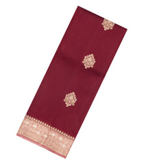 Crimson Woven Banarasi Poona Silk Saree With Zari Buttas & Contrast Border-BP1024