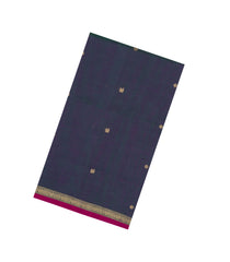 Blue Handloom Silk Cotton Saree With Buttas-SC4340